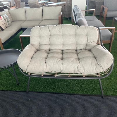 屋外庭具 アルミラタンソファ 豪華テーブルとティーポップセット